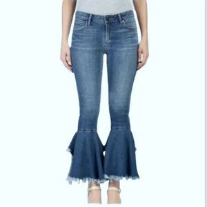 Articles of Society Suzie Lucia Bohemian Step Crop Flare Blue Denim Jeans